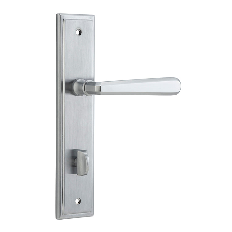 Copenhagen Lever - Stepped Backplate Satin Chrome / Solid Brass