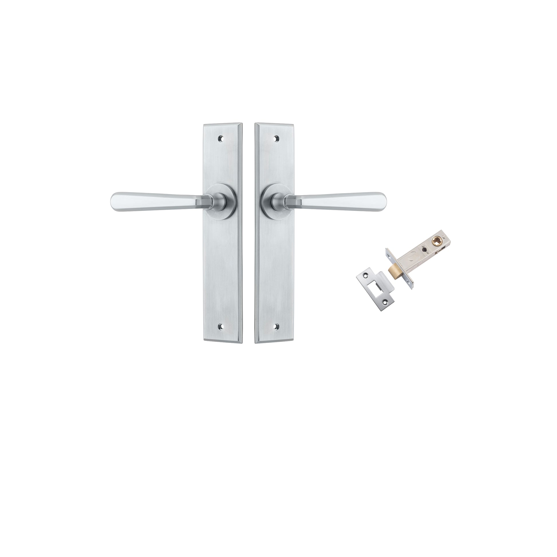 Copenhagen Lever - Chamfered Backplate Passage Kit Satin Chrome / Solid Brass