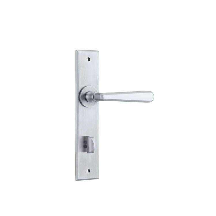 Copenhagen Lever - Chamfered Backplate Satin Chrome / Solid Brass