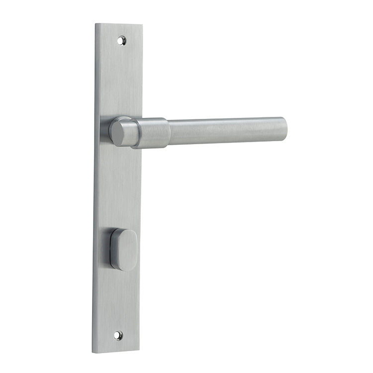 Helsinki Lever - Rectangular Backplate Satin Chrome / Solid Brass