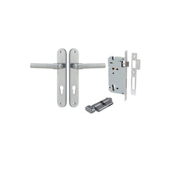 Helsinki Lever - Oval Backplate Entrance Kit with High Security Lock Satin Chrome / Solid Brass