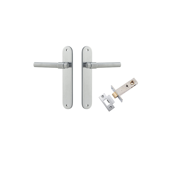 Helsinki Lever - Oval Backplate Passage Kit Satin Chrome / Solid Brass