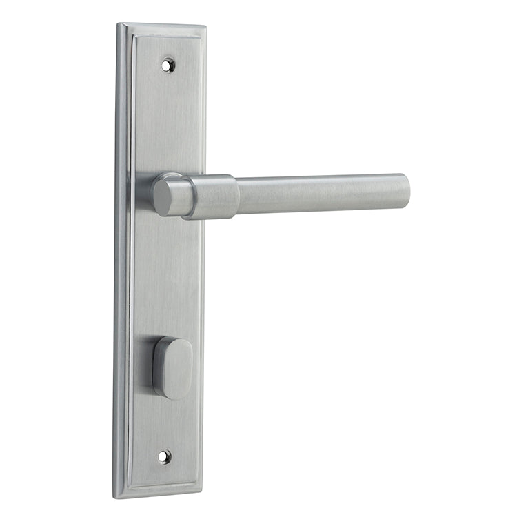Helsinki Lever - Stepped Backplate Satin Chrome / Solid Brass
