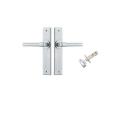 Helsinki Lever - Chamfered Backplate Passage Kit Satin Chrome / Solid Brass