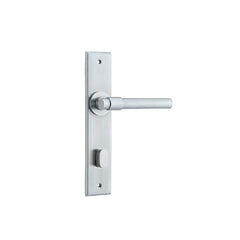 Helsinki Lever - Chamfered Backplate Satin Chrome / Solid Brass