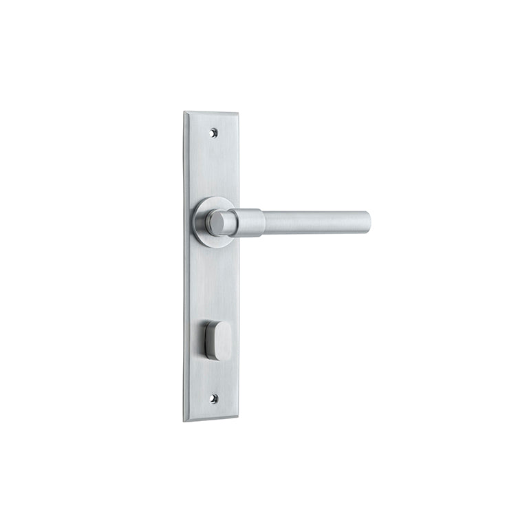 Helsinki Lever - Chamfered Backplate Satin Chrome / Solid Brass