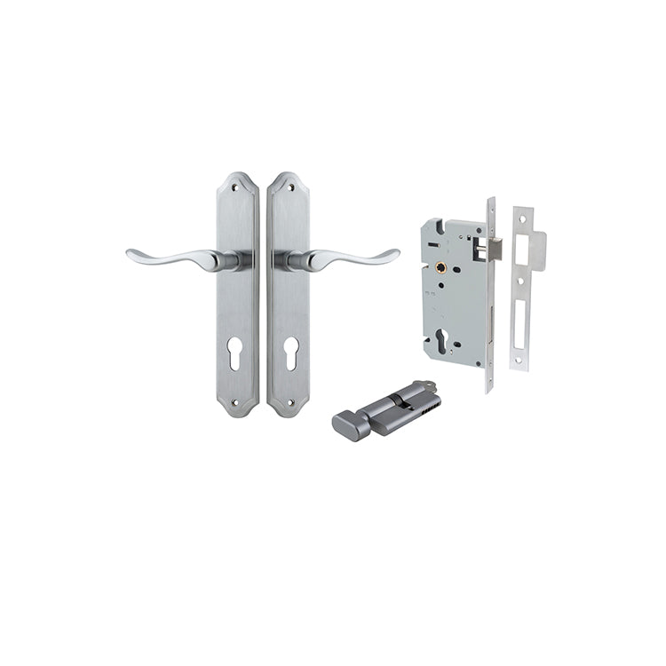 Stirling Lever - Shouldered Backplate Entrance Kit with High Security Lock Satin Chrome / Solid Brass