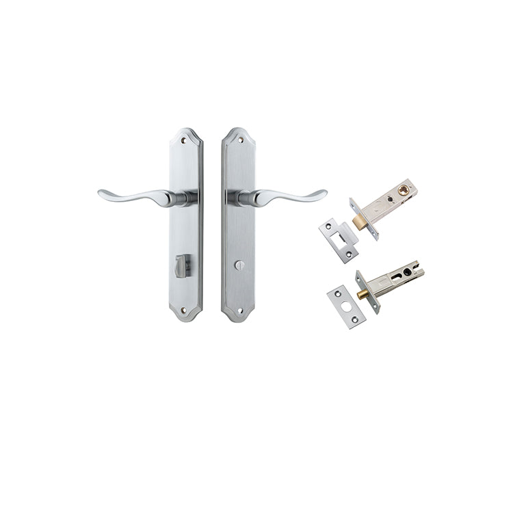 Stirling Lever - Shouldered Backplate Privacy Kit with Privacy Turn Satin Chrome / Solid Brass