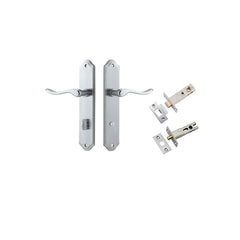 Stirling Lever - Shouldered Backplate Privacy Kit with Privacy Turn Satin Chrome / Solid Brass