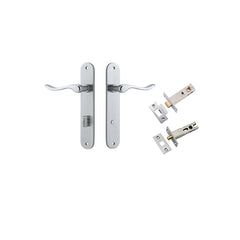 Stirling Lever - Oval Backplate Privacy Kit with Privacy Turn Satin Chrome / Solid Brass