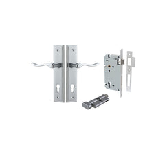 Stirling Lever - Stepped Backplate Entrance Kit with High Security Lock Satin Chrome / Solid Brass