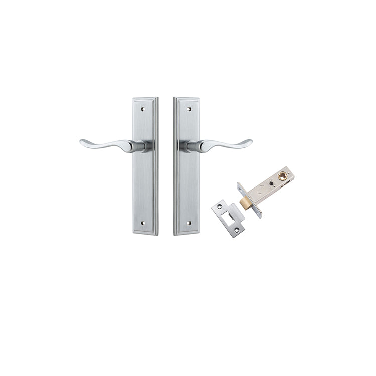 Stirling Lever - Stepped Backplate Passage Kit Satin Chrome / Solid Brass