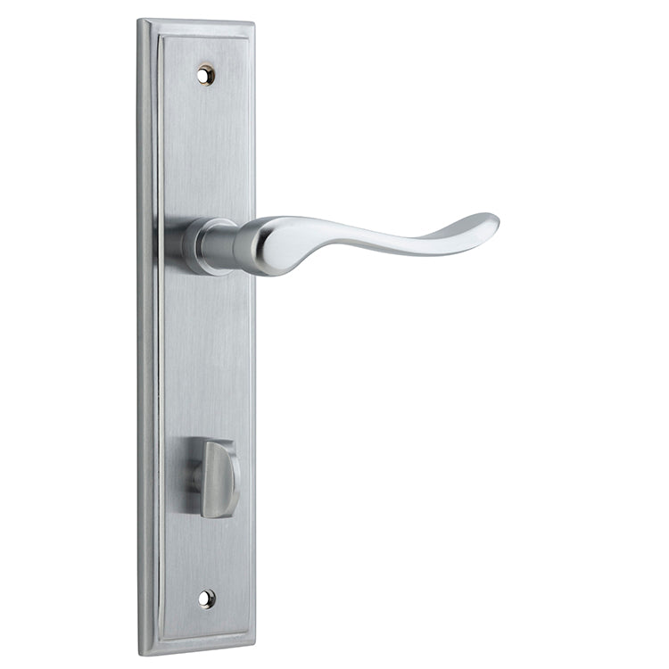 Stirling Lever - Stepped Backplate Satin Chrome / Solid Brass
