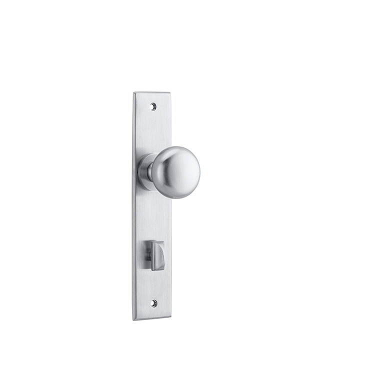 Cambridge Knob - Chamfered Backplate Satin Chrome / Brass