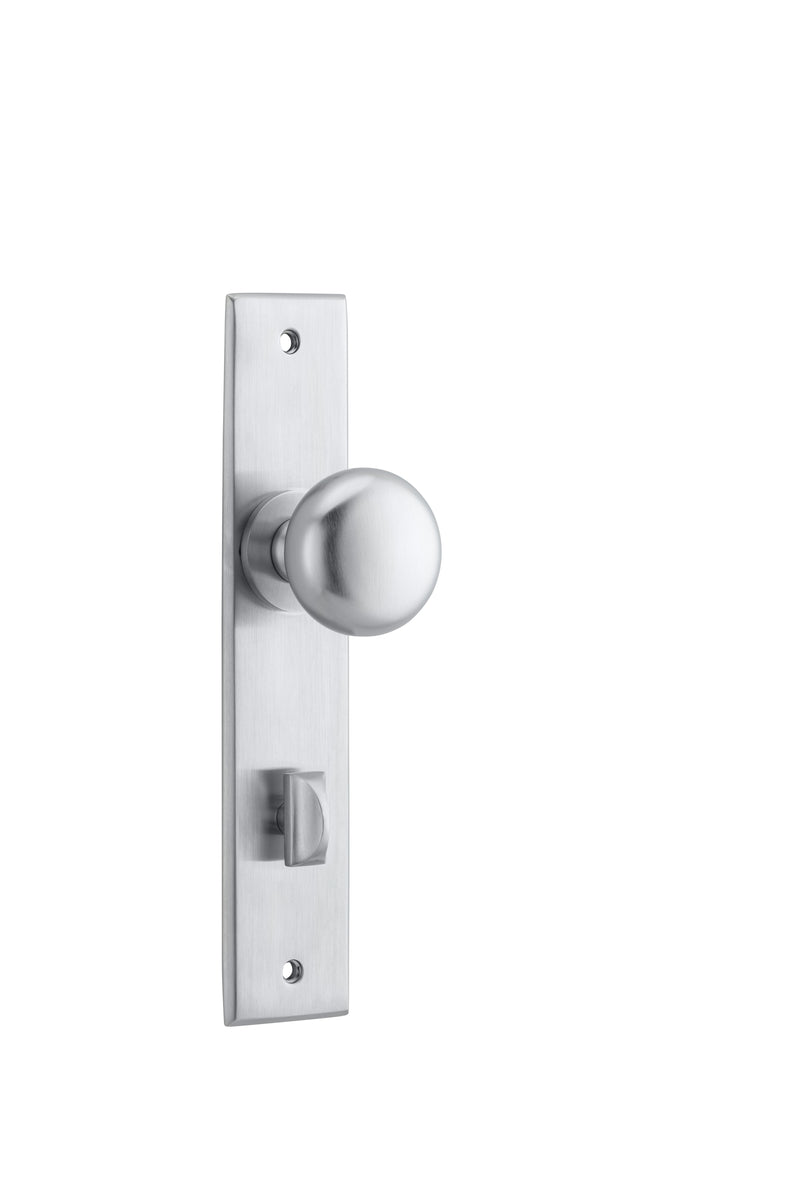 Cambridge Knob - Chamfered Backplate Satin Chrome / Brass