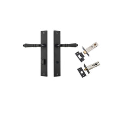 Sarlat Lever - Rectangular Backplate Privacy Kit with Privacy Turn Matt Black / Solid Brass
