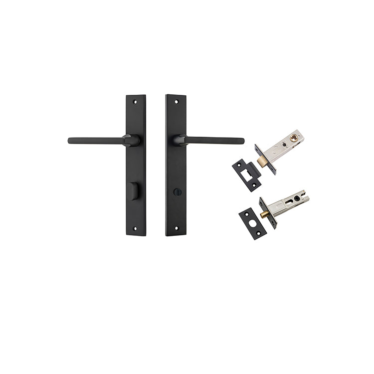 Baltimore Lever - Rectangular Backplate Privacy Kit with Privacy Turn Matt Black / Solid Brass