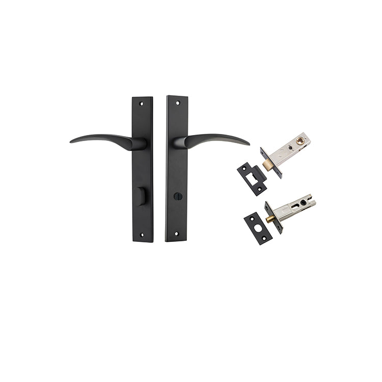 Oxford Lever - Rectangular Backplate Privacy Kit with Privacy Turn Matt Black / Solid Brass