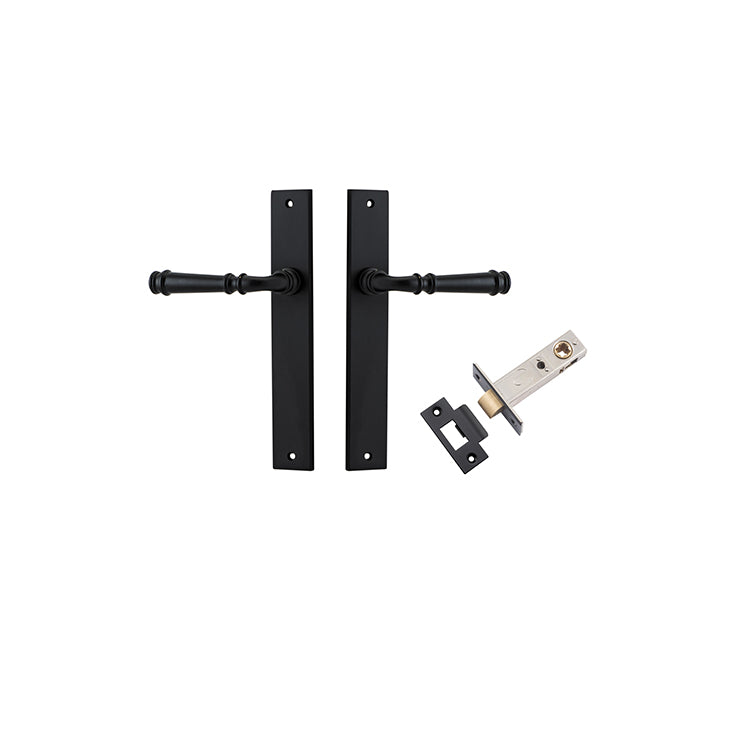 Verona Lever - Rectangular Backplate Passage Kit Matt Black / Solid Brass