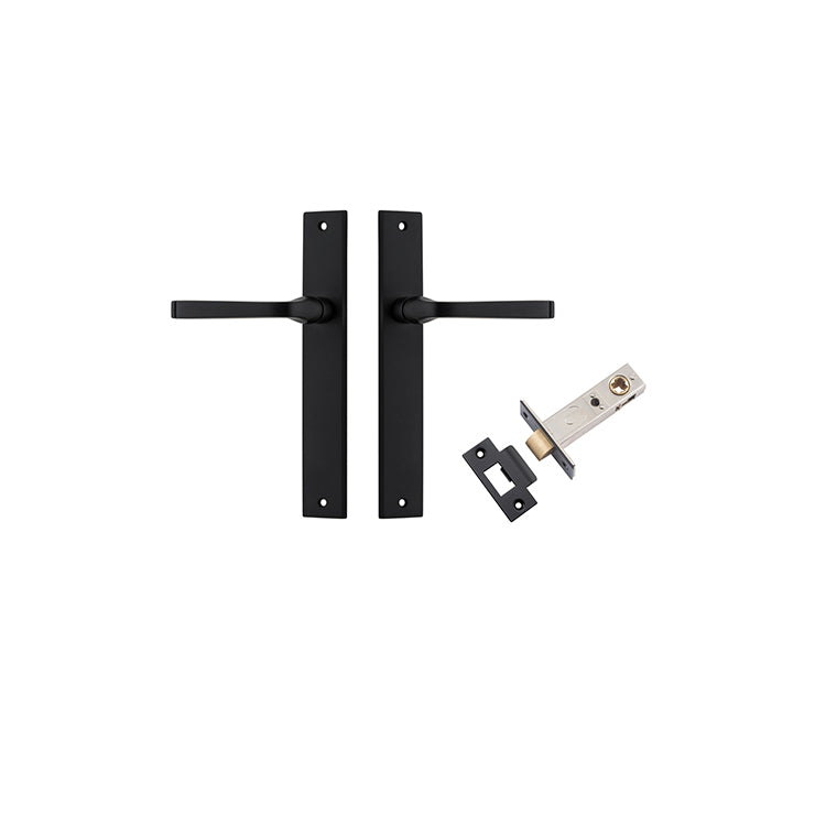 Annecy Lever - Rectangular Backplate Passage Kit Matt Black / Solid Brass
