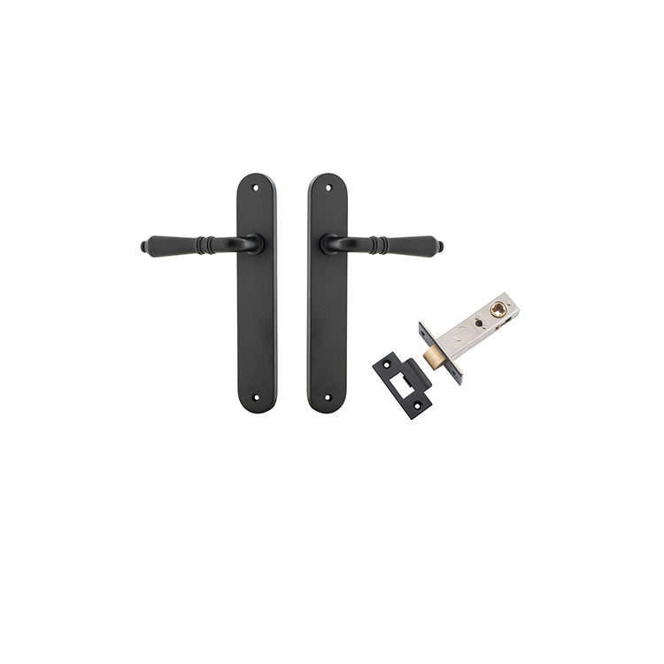 Sarlat Lever - Oval Backplate Passage Kit Matt Black / Solid Brass