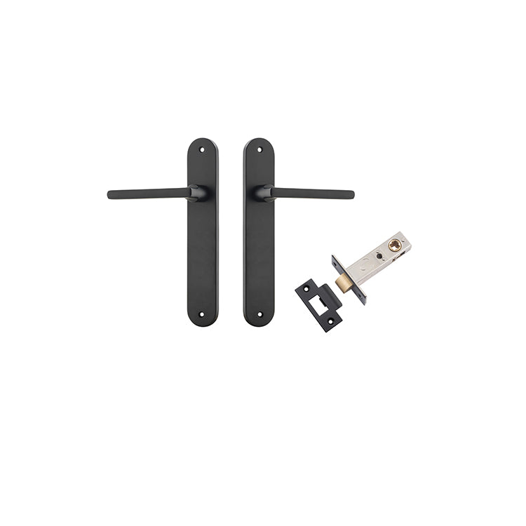 Baltimore Lever - Oval Backplate Passage Kit Matt Black / Solid Brass