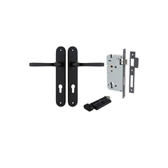 Annecy Lever - Oval Backplate Entrance Kit with High Security Lock Matt Black / Solid Brass