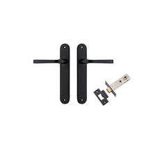 Annecy Lever - Oval Backplate Passage Kit Matt Black / Solid Brass