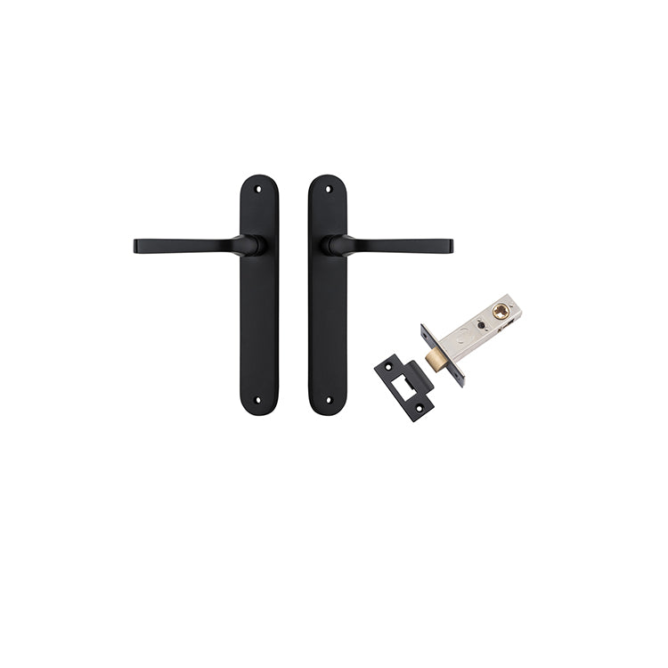 Annecy Lever - Oval Backplate Passage Kit Matt Black / Solid Brass