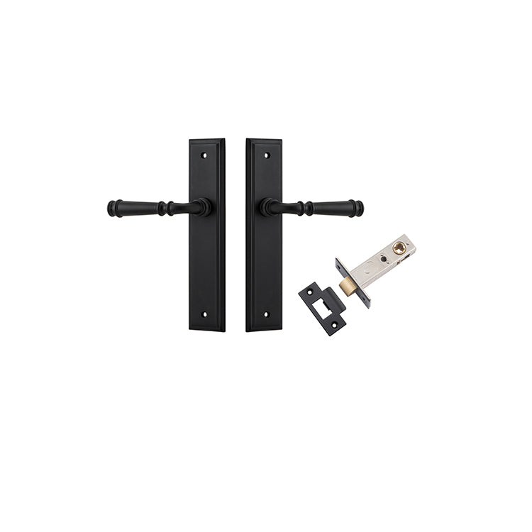 Verona Lever - Stepped Backplate Passage Kit Matt Black / Solid Brass