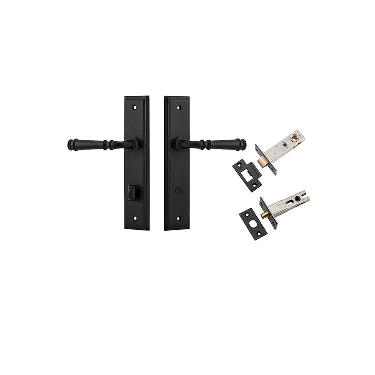 Verona Lever - Stepped Backplate Privacy Kit with Privacy Turn Matt Black / Solid Brass