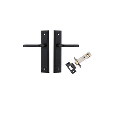 Annecy Lever - Stepped Backplate Passage Kit Matt Black / Solid Brass
