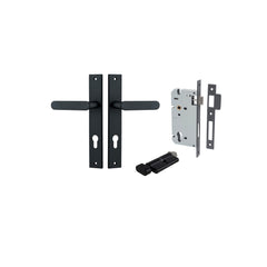 Bronte Lever - Rectangular Backplate Entrance Kit with High Security Lock Matt Black / Solid Brass