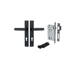 Bronte Lever - Rectangular Backplate Entrance Kit with High Security Lock Matt Black / Solid Brass