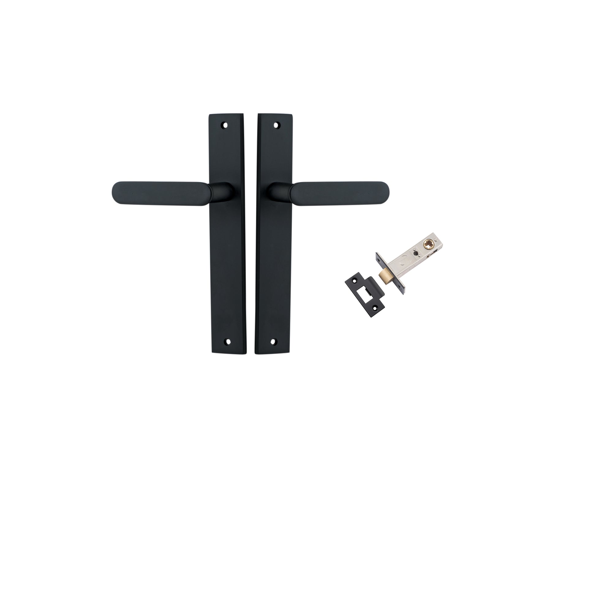 Bronte Lever - Rectangular Backplate Passage Kit Matt Black / Solid Brass