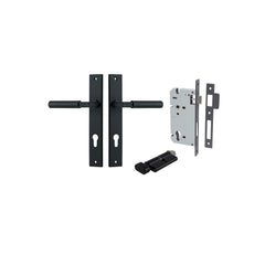 Berlin Lever - Rectangular Backplate Entrance Kit with High Security Lock Matt Black / Solid Brass