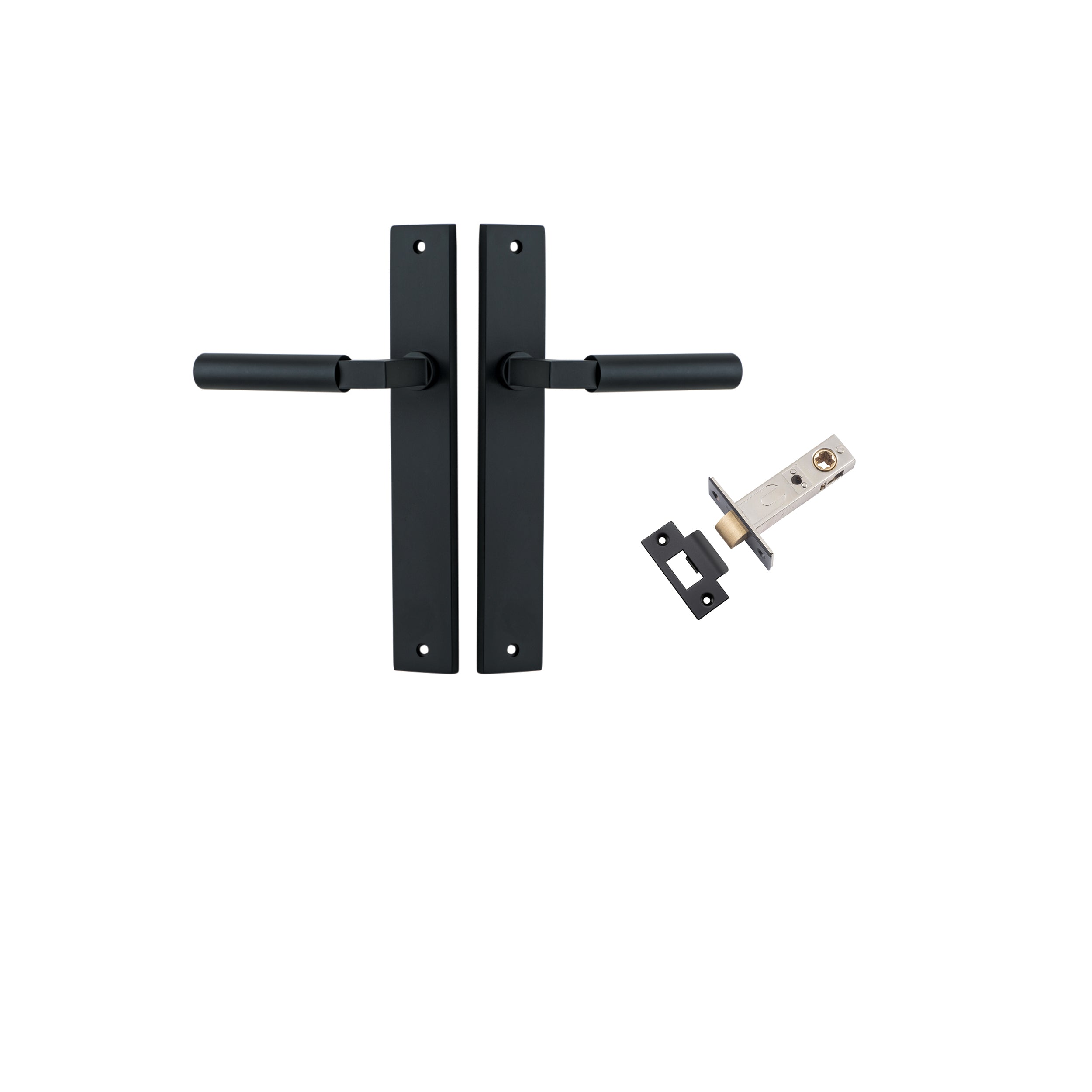 Berlin Lever - Rectangular Backplate Passage Kit Matt Black / Solid Brass
