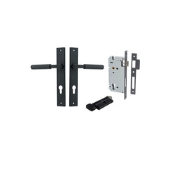 Brunswick Lever - Rectangular Backplate Entrance Kit with High Security Lock Matt Black / Solid Brass