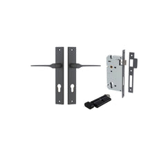 Como Lever - Rectangular Backplate Entrance Kit with High Security Lock Matt Black / Solid Brass