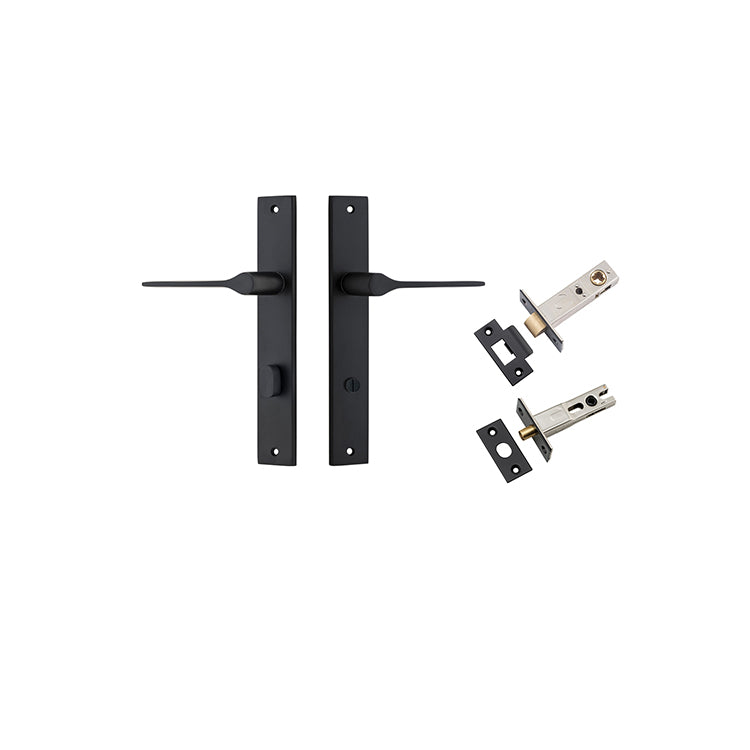 Como Lever - Rectangular Backplate Privacy Kit Matt Black / Solid Brass