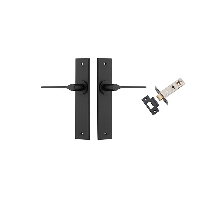 Como Lever - Chamfered Backplate Passage Kit Matt Black / Solid Brass