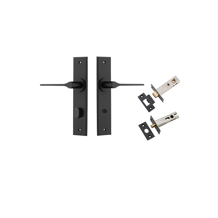 Como Lever - Chamfered Backplate Privacy Kit Matt Black / Solid Brass