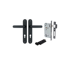 Bronte Lever - Oval Backplate Entrance Kit with High Security Lock Matt Black / Solid Brass