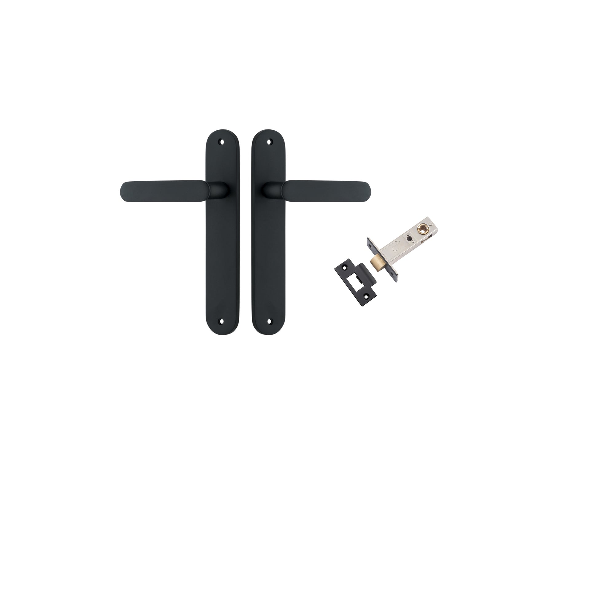 Bronte Lever - Oval Backplate Passage Kit Matt Black / Solid Brass