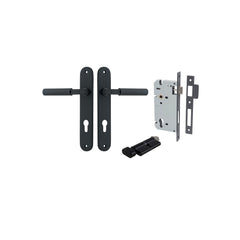 Berlin Lever - Oval Backplate Entrance Kit with High Security Lock Matt Black / Solid Brass