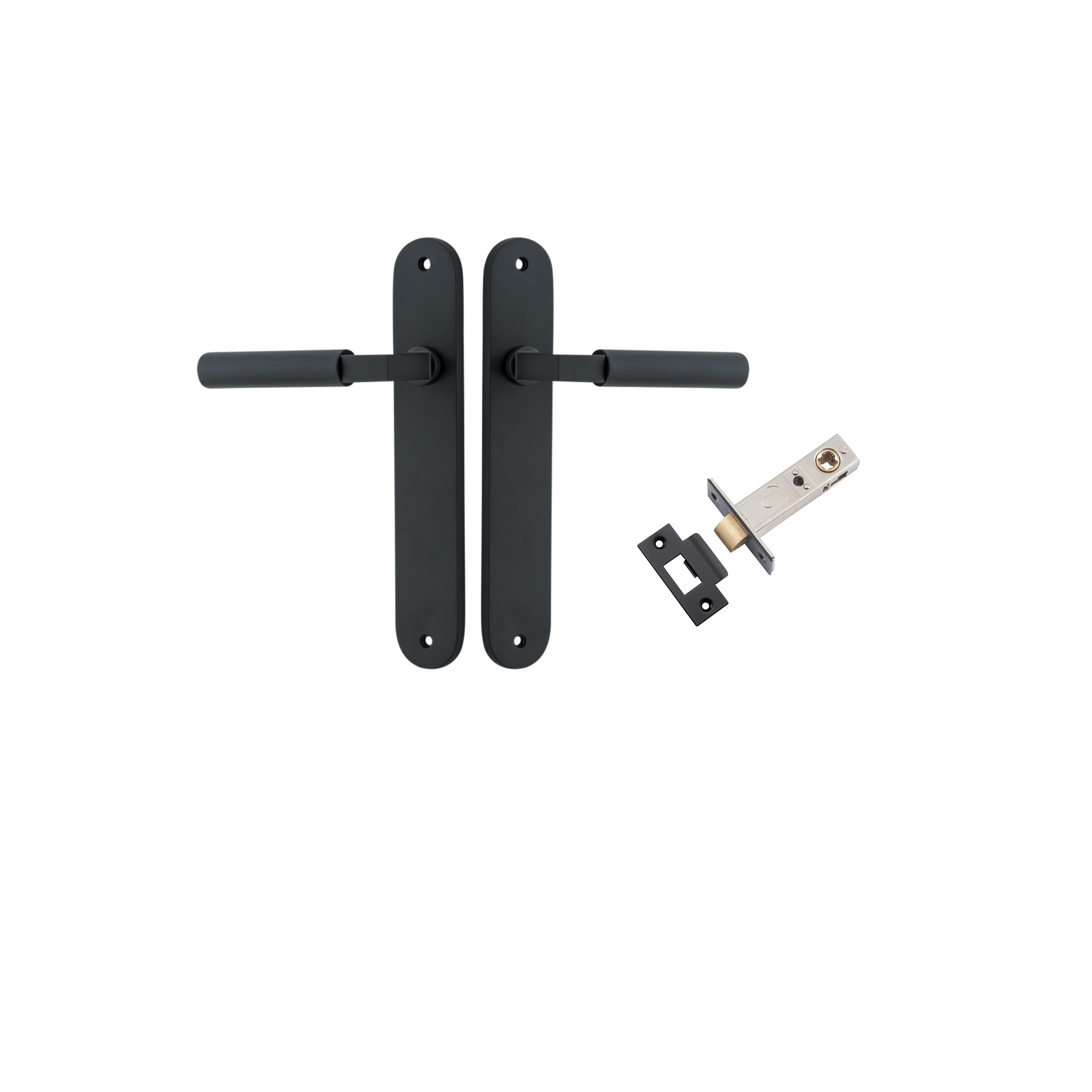 Berlin Lever - Oval Backplate Passage Kit Matt Black / Solid Brass