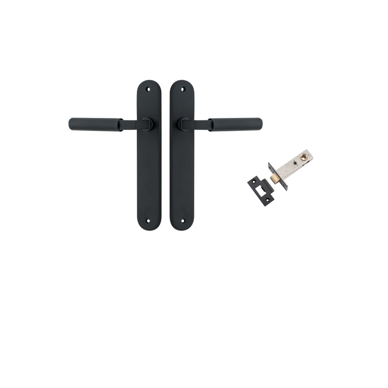 Brunswick Lever - Oval Backplate Passage Kit Matt Black / Solid Brass
