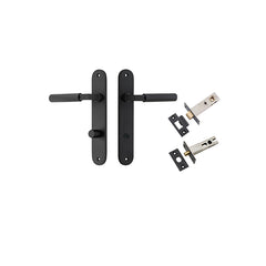 Brunswick Lever - Oval Backplate Privacy Kit Matt Black / Solid Brass