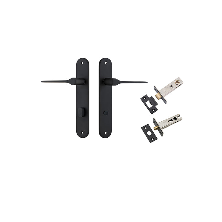 Como Lever - Oval Backplate Privacy Kit Matt Black / Solid Brass