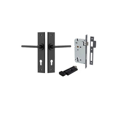 Baltimore Lever - Chamfered Backplate Entrance Kit with High Security Lock Matt Black / Solid Brass